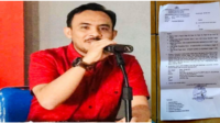 Ketua DPC. PDI Perjuangan Kabupaten Mandailing Natal, Teguh W. Hasahatan Nasution dan surat pemanggilan kepada sejumlah warga dan pengurus koperasi HSB Singkuang l, fhoto : istimewa.