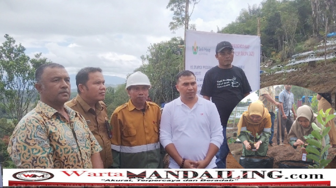 PT SMGP salurkan bantuan kepada dua kelompok tani di Desa Hutanamale, Kecamatan Puncak Sorik Marapi, Kab Madina, Selasa (30/5/2023) fhoto: Warta Mandailing.