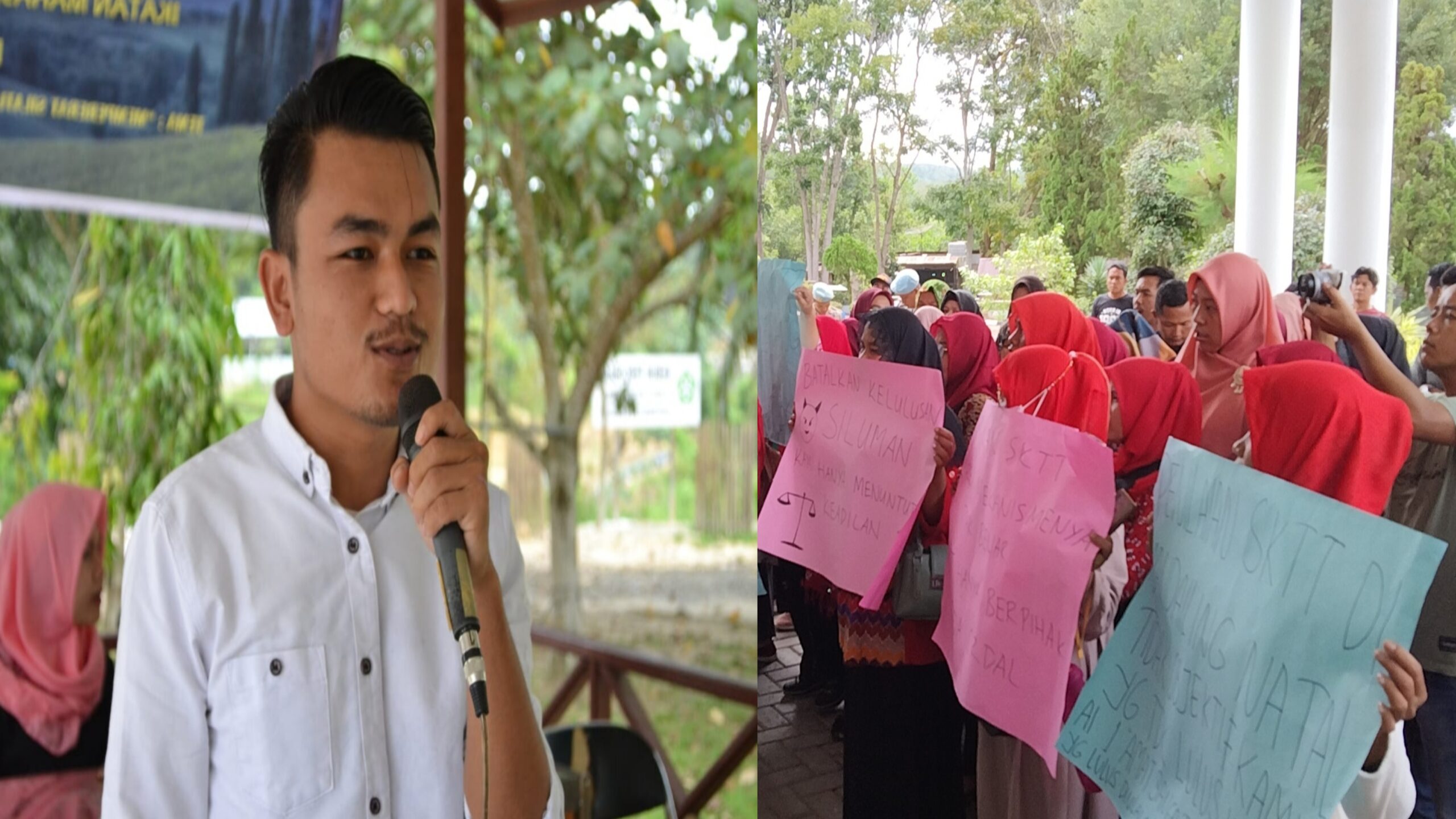 Founder Madina Care, Wadih Arrasyid Nasution (kiri) sejumlah peserta PPPK guru yang merasa dizolimi saat gelar aksi, fhoto : Istimewa.